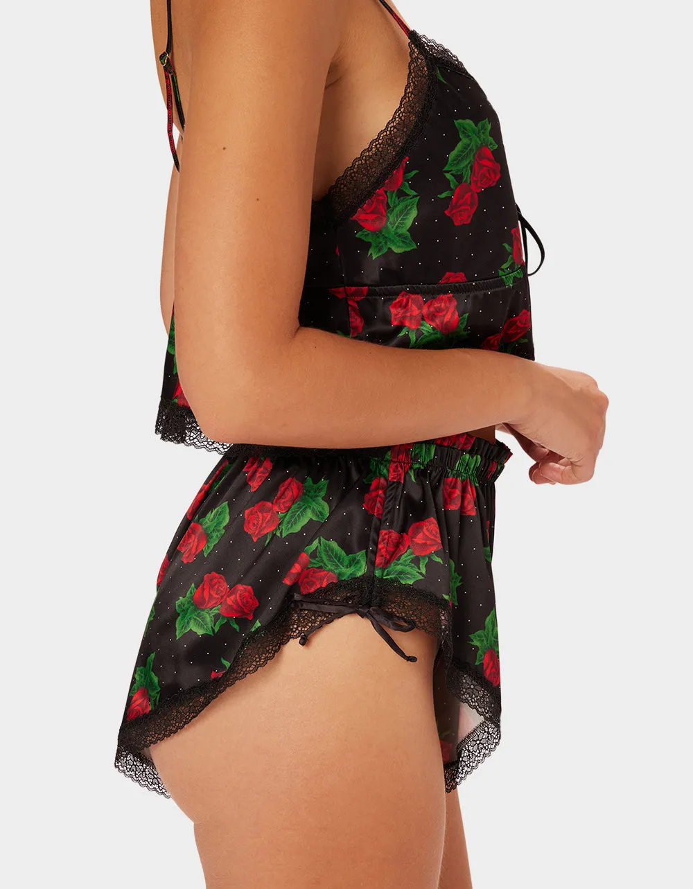 PARADE SATIN & LACE SHORT ROSE