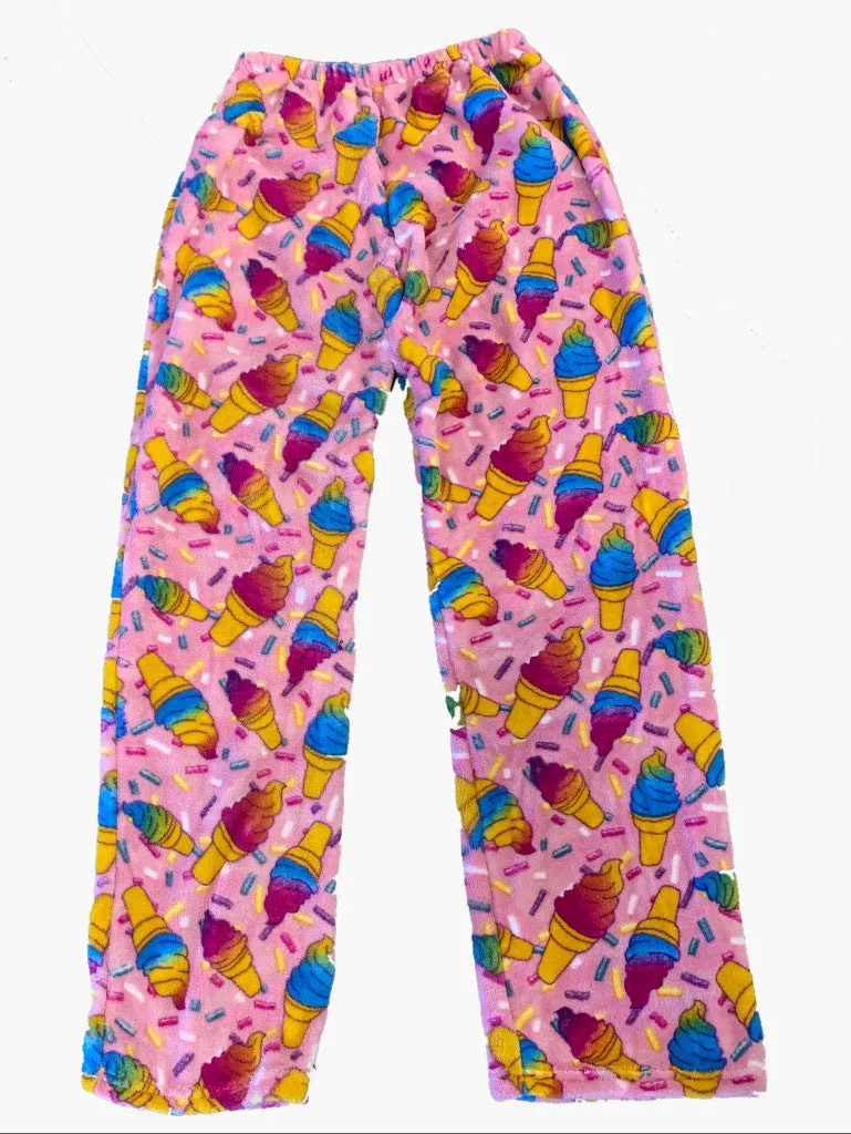 pastel cones fuzzy pants - girls