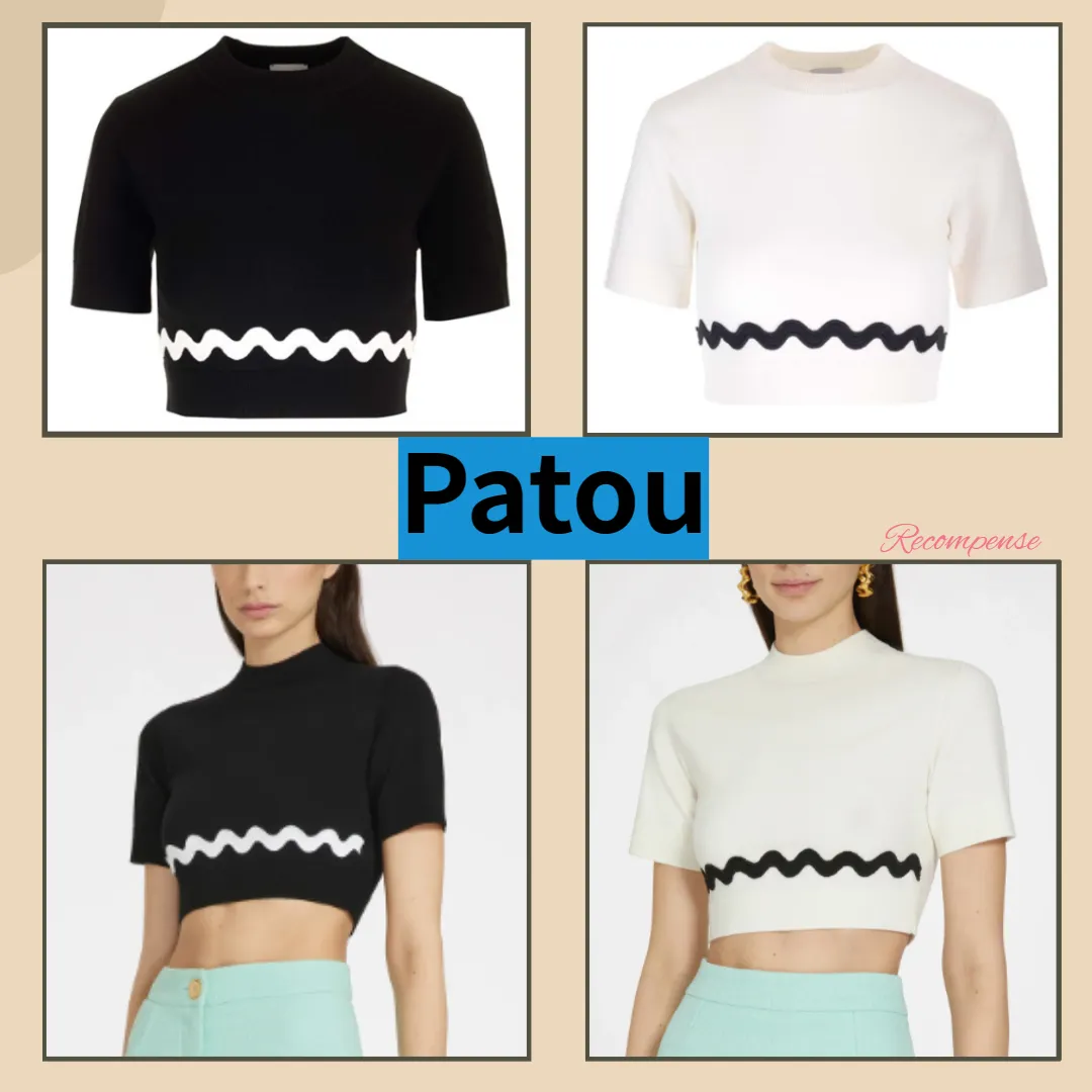 PATOU | Wool Plain Crew Neck Casual Style Short Sleeves Party Style