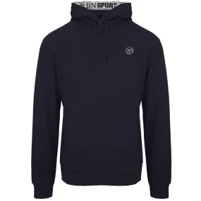 Plein Sport Large Circle Logo On Back Taped Hood Navy Blue Hoodie