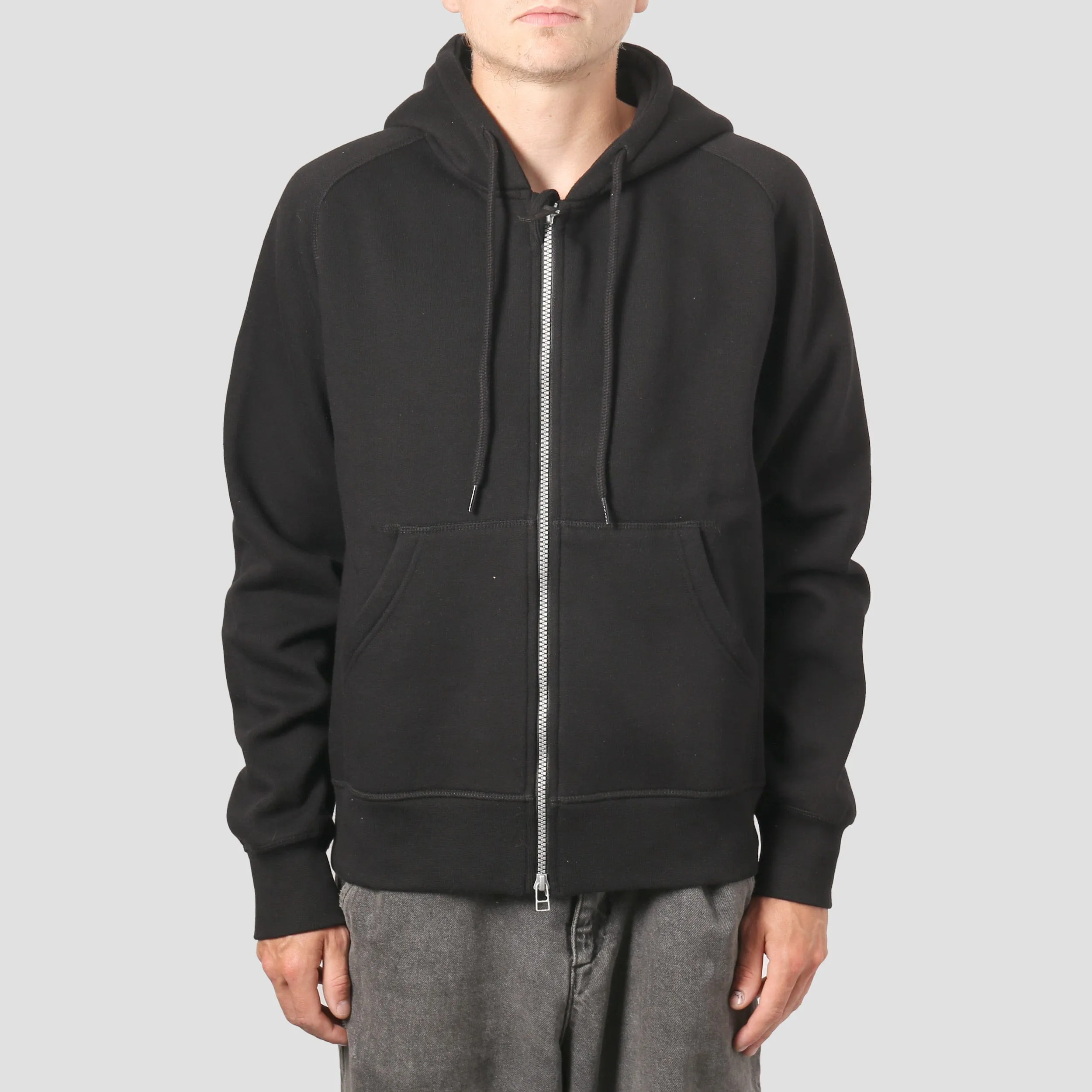 Pop Trading Double Zip Logo Hood Black - Pop Trading from Slam City Skates London UK