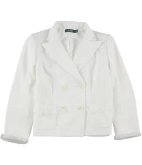 Ralph Lauren Womens Fringe Trim Double Breasted Blazer Jacket