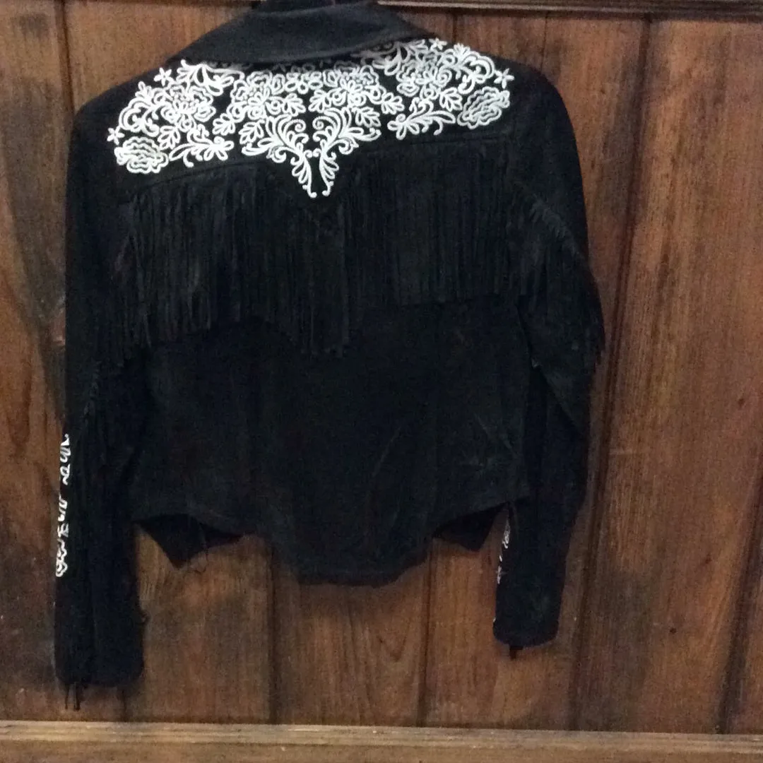 Savanna Jane Micro Suede Fringe Moto Jacket w/ Embroidery