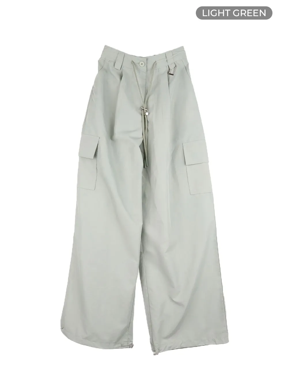 Solid Cargo Pants with Drawstring Waist - CM419