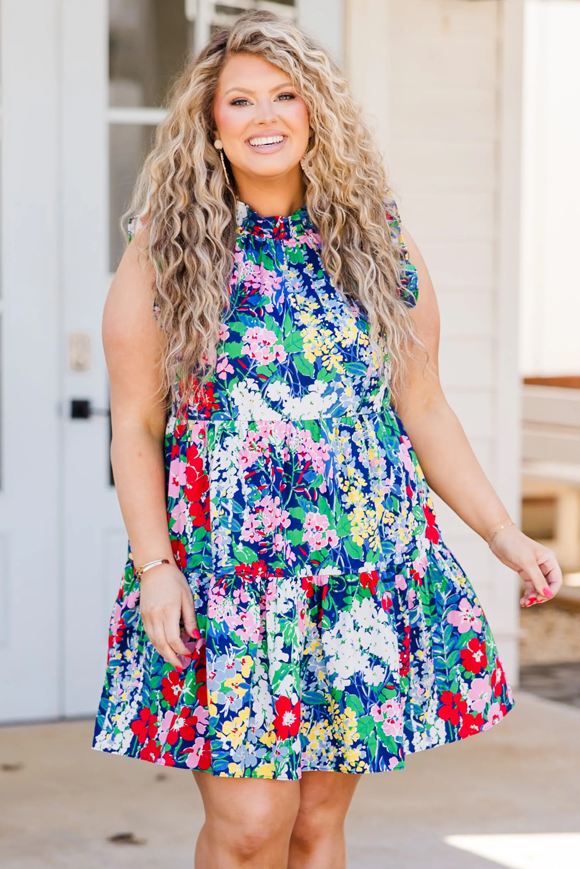 Spinning Around In Circles Dress, Navy