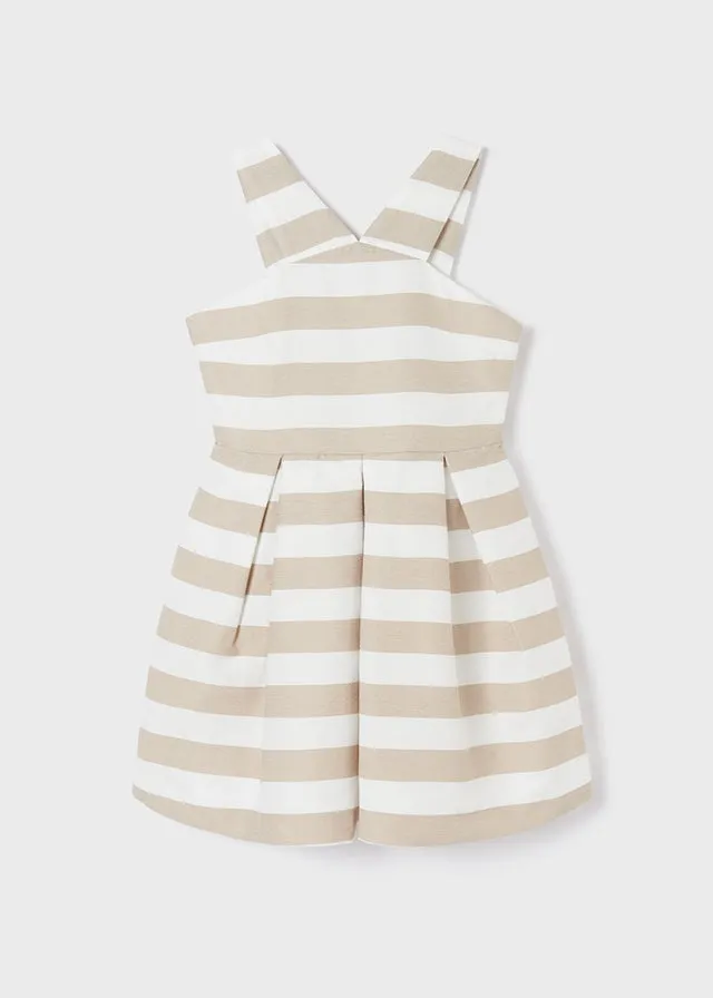 Striped ottoman dress for teen girl - Ocher