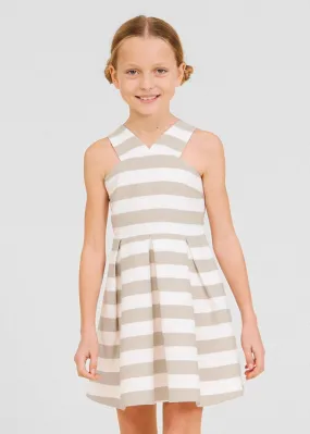 Striped ottoman dress for teen girl - Ocher