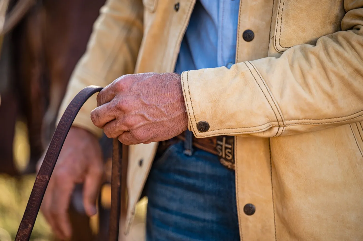 STS Ranchwear Mens Bowie Nubuck Tan Leather Leather Jacket