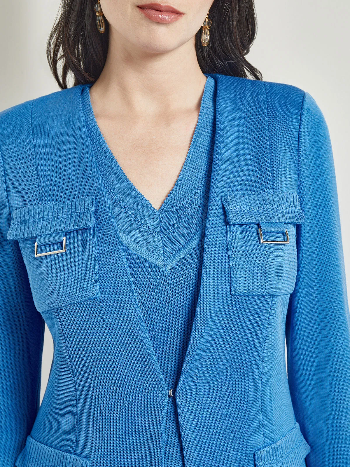 Tailored Fit Jacket - Ribbed Detail Flat Knit