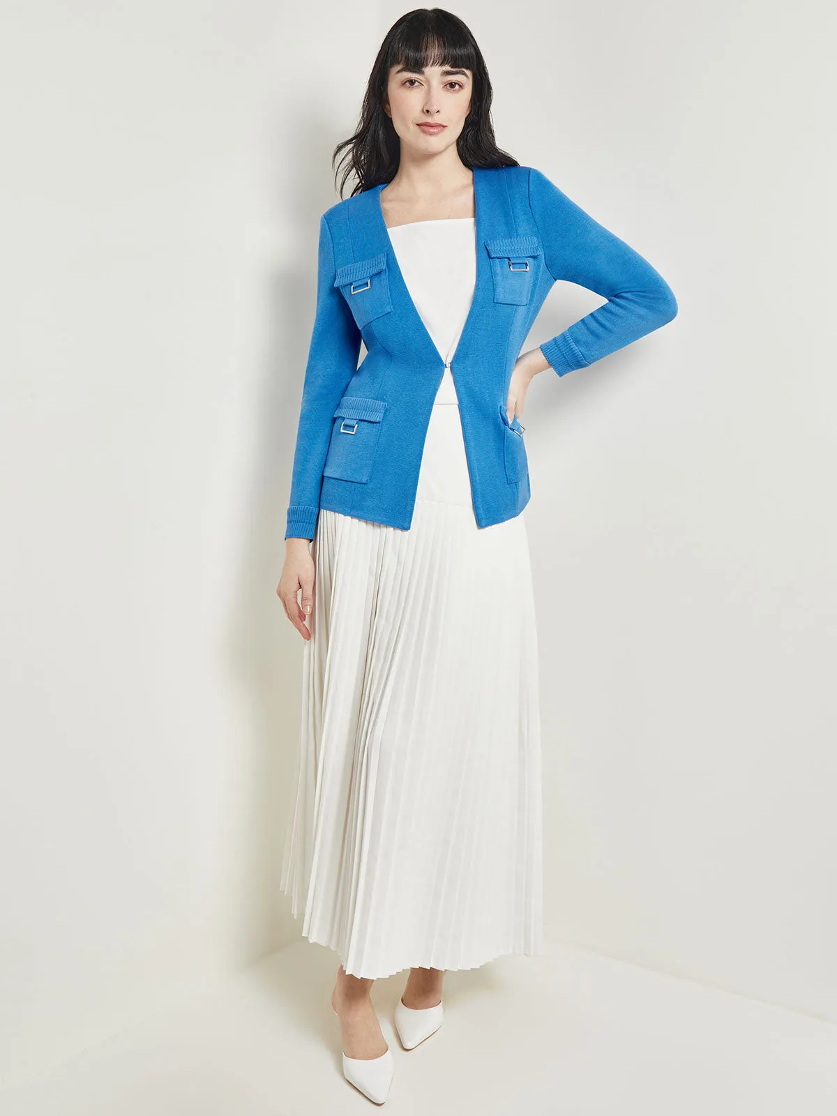 Tailored Fit Jacket - Ribbed Detail Flat Knit