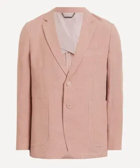 Tailored Linen Blazer in Salmon Pink 