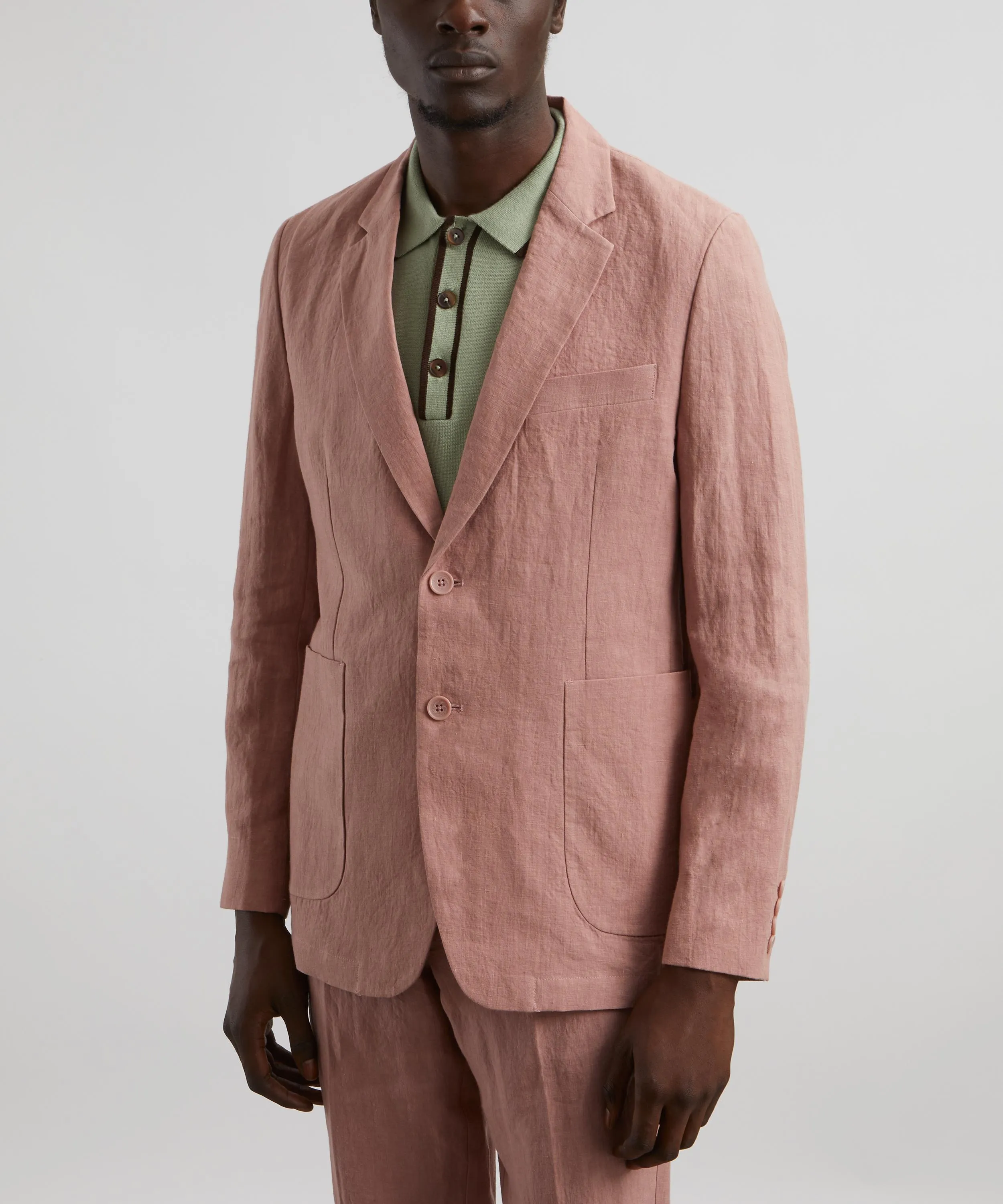 Tailored Linen Blazer in Salmon Pink 