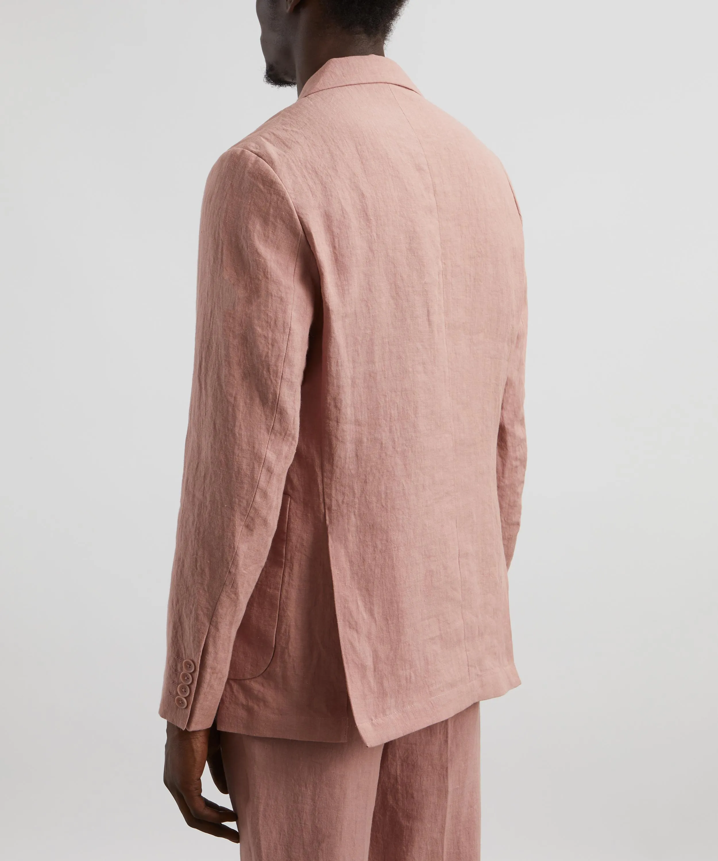 Tailored Linen Blazer in Salmon Pink 