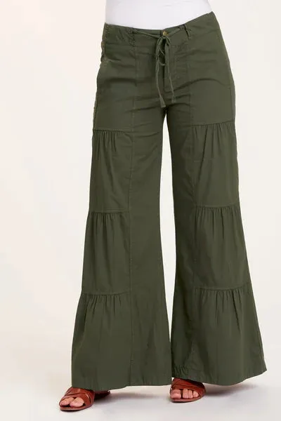 Terraced High-Waisted Wide-Leg Trousers
