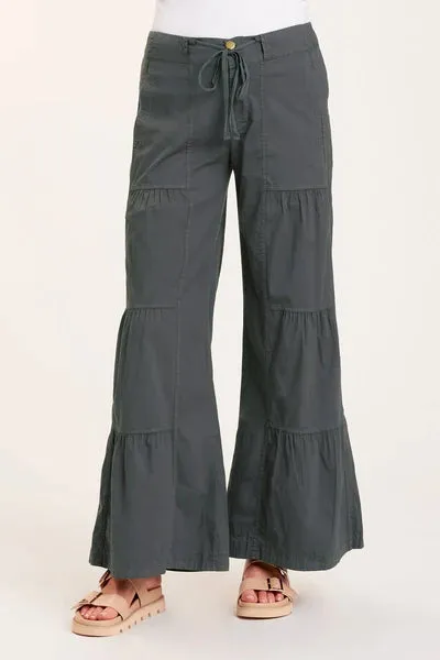 Terraced High-Waisted Wide-Leg Trousers
