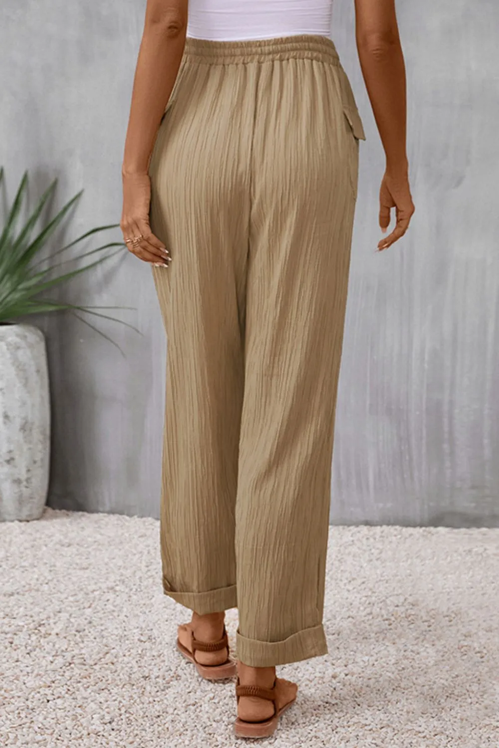 Tie Waist Pants with Pockets