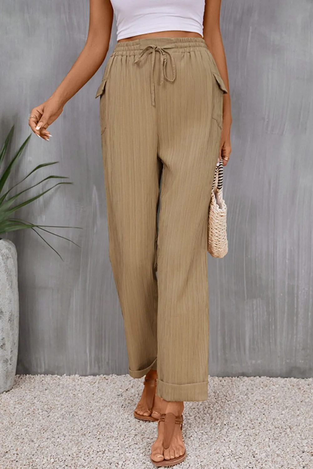 Tie Waist Pants with Pockets