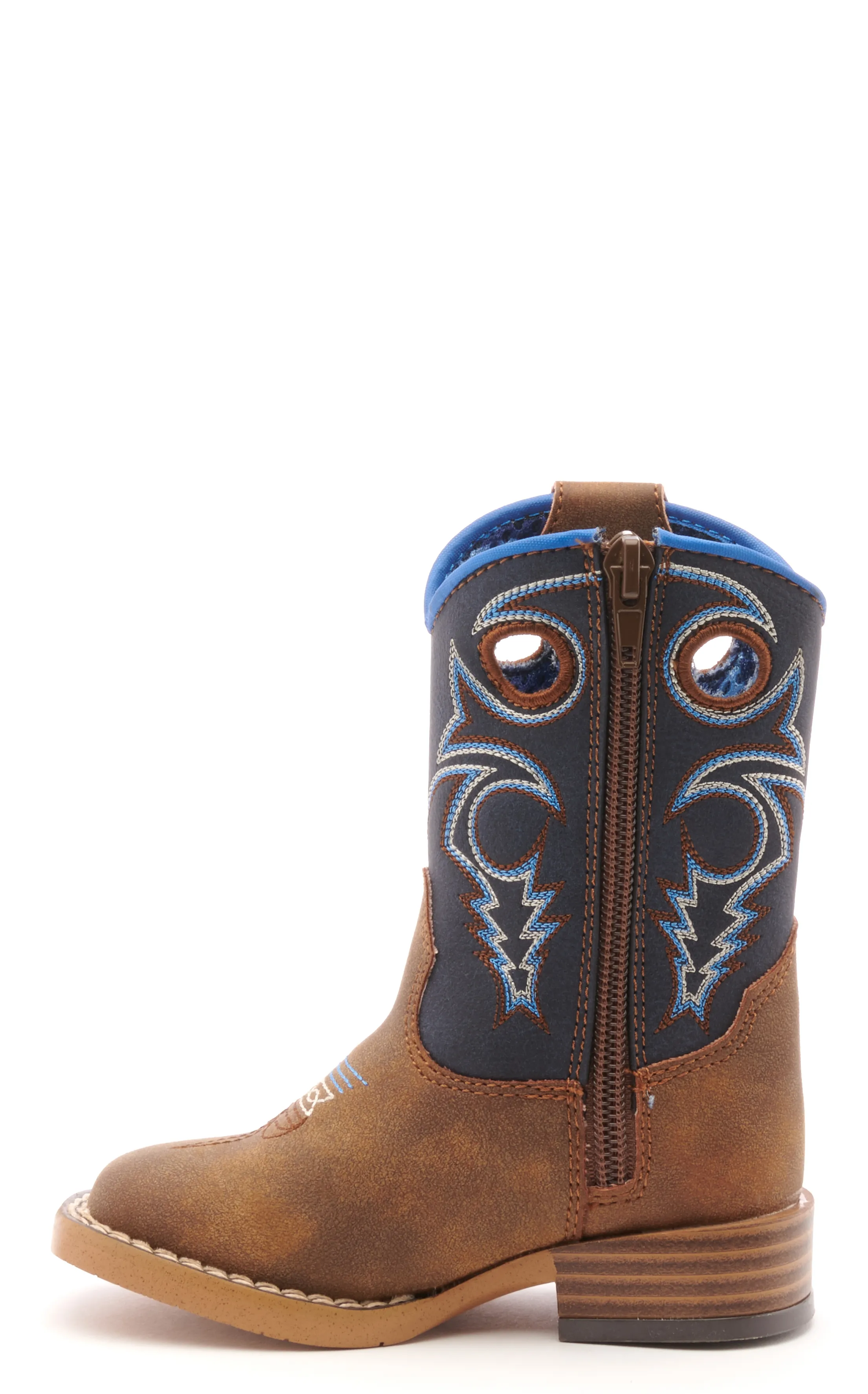 Twister Toddler Ben Baby Bucker Brown and Navy Square Toe Cowboy Boots