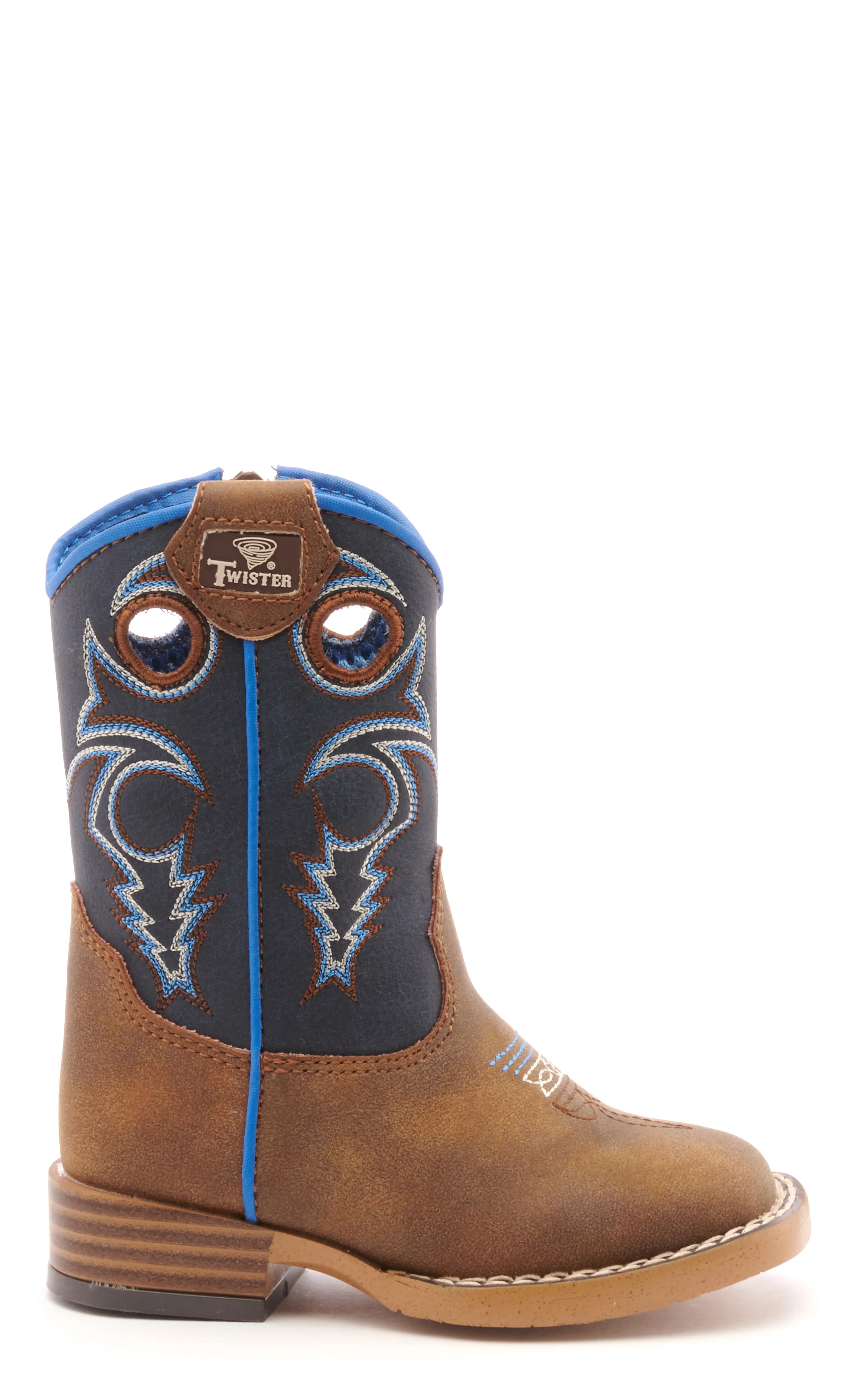 Twister Toddler Ben Baby Bucker Brown and Navy Square Toe Cowboy Boots