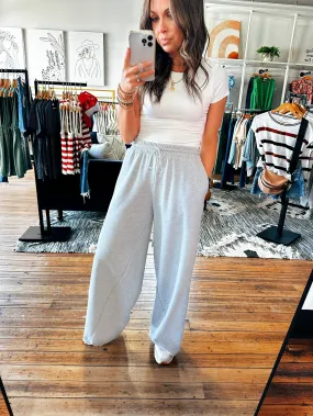 Wide Leg Jogging Pants in Heather Grey