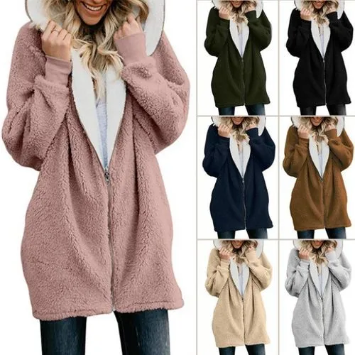 Women's Basic Fashion Solid Color Patchwork Zipper Coat