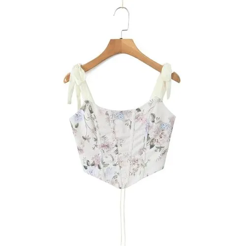 Women's Camisole Tank Tops Zipper Streetwear Flower