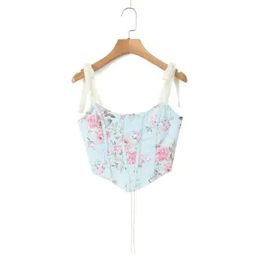 Women's Camisole Tank Tops Zipper Streetwear Flower