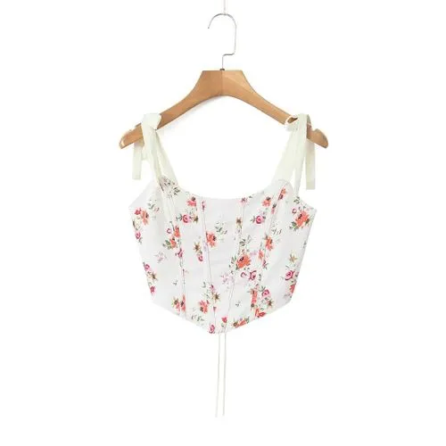 Women's Camisole Tank Tops Zipper Streetwear Flower