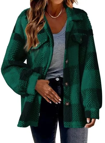 Women's Casual Streetwear Plaid Printing Pocket Single Breasted Coat Woolen Coat