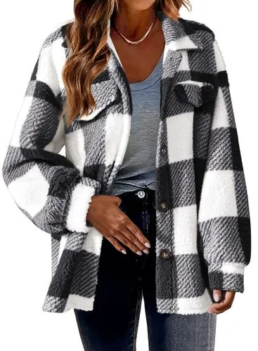 Women's Casual Streetwear Plaid Printing Pocket Single Breasted Coat Woolen Coat