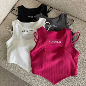 Women's Vest Tank Tops Basic Streetwear Letter Solid Color