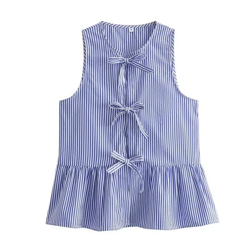 Women's Vest Tank Tops Button Streetwear Stripe Bow Knot