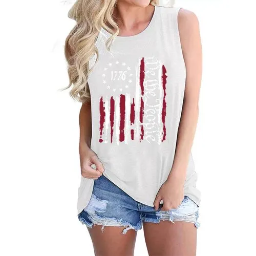 Women's Vest Tank Tops Casual Letter Stripe