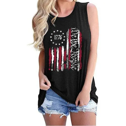 Women's Vest Tank Tops Casual Letter Stripe