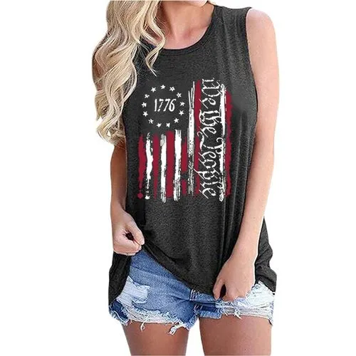 Women's Vest Tank Tops Casual Letter Stripe