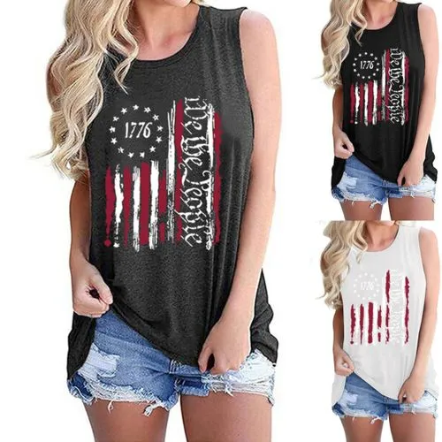 Women's Vest Tank Tops Casual Letter Stripe