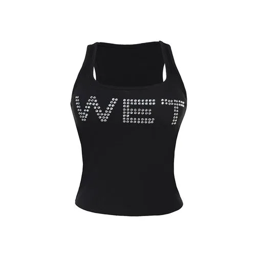 Women's Vest Tank Tops Rhinestone Sexy Letter