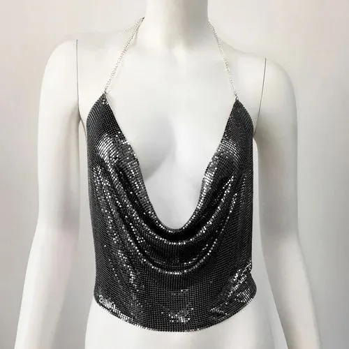 Women's Vest Tank Tops Sequins Streetwear Solid Color