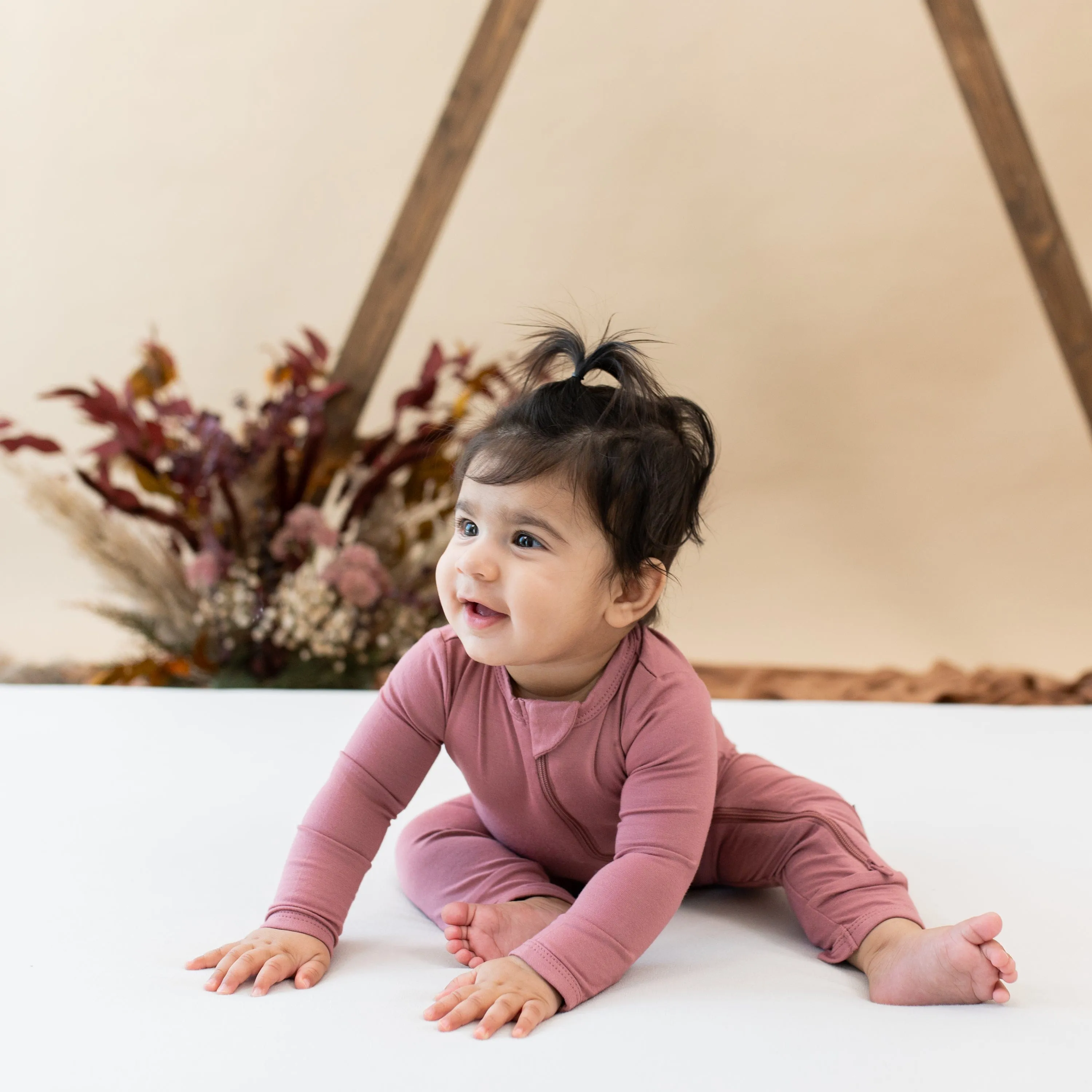 Zippered Romper in Dusty Rose